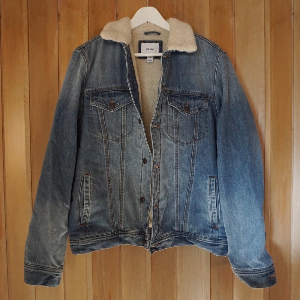 NWT Denim Jacket with Sherpa Lining by Old Navy